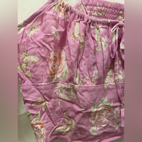 Womens 2X cropped tank top. Purple floral print - Picture 4 of 7